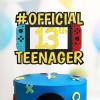 13th Official Teenager Cake Topper Decorations - Birthday Theme Picks Cheers to 13 Years Old game Party Decoration- Handmade black gold red blue Glitter view 1