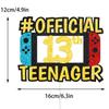 13th Official Teenager Cake Topper Decorations - Birthday Theme Picks Cheers to 13 Years Old game Party Decoration- Handmade black gold red blue Glitter view 2