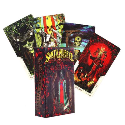 78 Sheets Oracle Cards Tarot, Angel Cards, God Cards, Fate Prediction Card Setsfor Family Friend Party Board Game, English Version,Santa Muerte Tarot