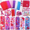 Winlyn 36 Sets Valentine Decorations DIY Bookmarks Craft Kit - Blank Foam With Smile Face Hearts Owl Alphabets Stickers for Kids Classroom Activity Reading Gift Exchange view 1