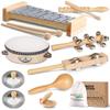 LOOIKOOS Toddler Musical Instruments, Eco Friendly Music Set for Kids Preschool Educational, Natural Wooden Percussion Instruments Musical Toys for Boys and Girls with Storage Bag view 1