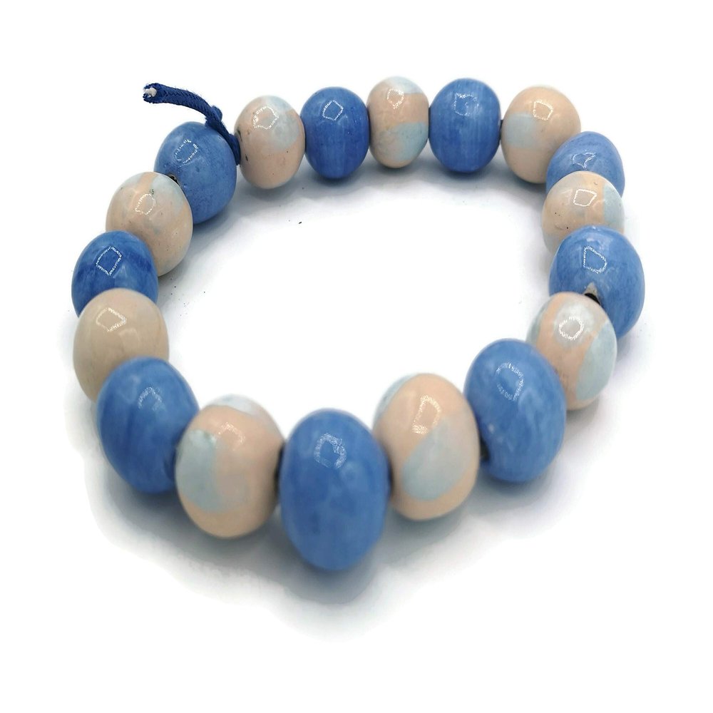 18 Handmade Blue Ball Beads for Jewelry Making, Pens, or Macrame, 15mm Cute Mixed Lot