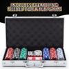 Gamie Poker Set in Aluminum Case, Casino Poker chip Kit with 300 Chips, 2 Decks of Playing Cards, 5 Dice, and 1 Deluxe Case, Fun Game Night Supplies, Best Poker Gifts for Teens and Adults, Black view 2