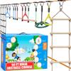 Ninja Warrior Obstacle Course for Kids  2 x 50 ft Slacklines with 10 Weatherproof Obstacles  Monkey Net, Ratchet-Tight Technology, Supports Up to 880 lbs  Climbing & Swinging Equipment view 1