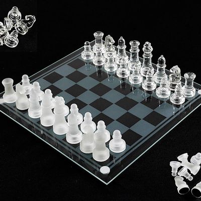 DHHVIC Chess Board Set, Glass Crystal Chess Board, Intellectual Strategy Chess Game for Adults and Children,2020cm
