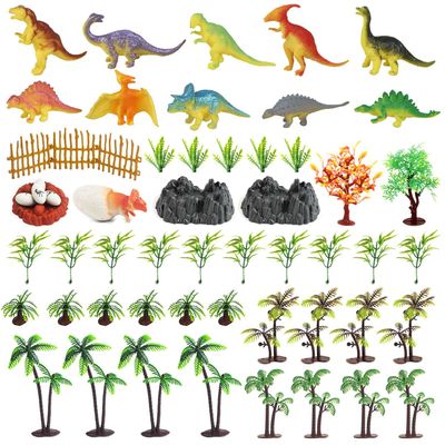 56 Pcs Trees Cake Decorations,Dinosaurs Toys Set, Dinosaurs Cake Decorations Model Trees Ho Scale Trees, Kids Dinosaurs Toys Set for Boys and Girls Woodland Scenics or Cake Topper