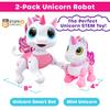 Power Your Fun Robo Pets Unicorn Toy 2pk Set - Unicorns Gifts for Girls and Kids (1) Unicorn Robot STEM Toy with Interactive Hand Gestures or Remote Control to Move and (1) Mini Automated Smart Robot view 2