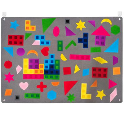 WATINC 64Pcs Preschool Shapes Teaching Felt Board Story Set 3.5 Ft Colorful Montessori Teacher Aide Tangrams Storytelling Flannel Interactive Play Kit Wall Hanging Gift for Toddlers