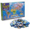 MOTYAWN 200 Pieces World Map Puzzle for Kids & Adults, World Map Jigsaw Puzzle Floor Puzzles Toddler Geography Educational Toys for Boys and Girls, Globe Atlas Puzzle Maps for Kids Learning Games view 1