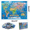 MOTYAWN 200 Pieces World Map Puzzle for Kids & Adults, World Map Jigsaw Puzzle Floor Puzzles Toddler Geography Educational Toys for Boys and Girls, Globe Atlas Puzzle Maps for Kids Learning Games view 3