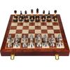 DHHVIC Folding Magnetic Travel Chess Set, Solid Wood and Internal Storage Metal Luster Chess, Wooden Box Storage Folding Chess Set view 1