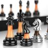 DHHVIC Folding Magnetic Travel Chess Set, Solid Wood and Internal Storage Metal Luster Chess, Wooden Box Storage Folding Chess Set view 4