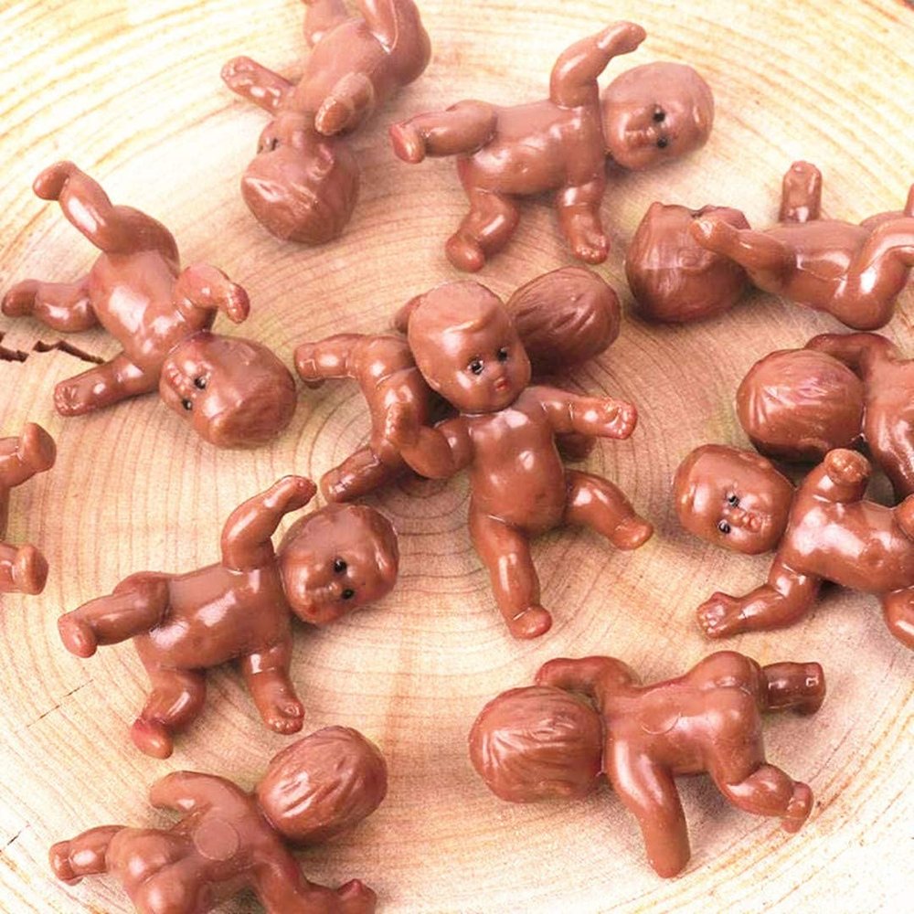 1.2" King Cake Babies 36Pcs Mini Plastic Babies for Baby Shower Ice Cube Game Party Favor Decorations Party Pet King Cake King Cake Baby Plastic Baby (Black)