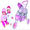 Twin Baby Dolls in Twin Jogger Stroller view 1