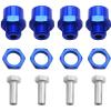 4Pack Share Goo Metal 12mm to 17mm Wheel Hex Drive Hub Adapter Conversion 15mm Offset Extension Compatible with Tamiya Axial RC4WD Traxxas HPI Himoto HSP 1/10 RC Car Buggy Truck Tires (Blue) view 1