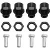 4Pack Share Goo Metal 12mm to 17mm Wheel Hex Drive Hub Adapter Conversion 15mm Offset Extension Compatible with Tamiya Axial RC4WD Traxxas HPI Himoto HSP 1/10 RC Car Buggy Truck Tires (Black) view 1