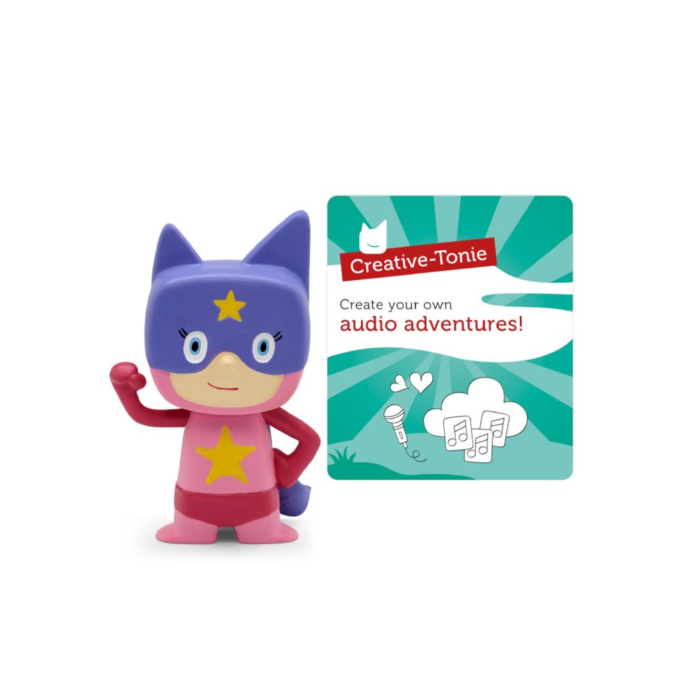 Tonies Superhero Creative Toy Figurine - Record and Upload up to 90 Minutes of Your Own Stories and Songs - Pink/Purple