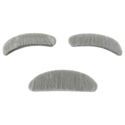 4E's Novelty Fake Gray Stick-on Mustache & Eyebrows - Kids Old Man Costume For Boys, 100 Day of School Costume Accessories for Boys, Old Man Dress Up, Grandpa Costume Accessories Kit