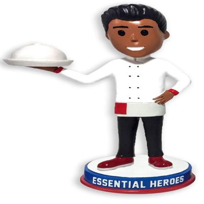 Chef Food Prep Cook Essential Heroes Bobblehead Male Dark Skin Tone