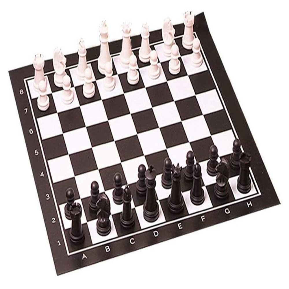 CHUNYAN Chess Set for Adults 51X51Cm-Black and White Aggravated Adult Barreled Portable, Leather Chess, Professional Education Version, Especially for Beginners Training Games