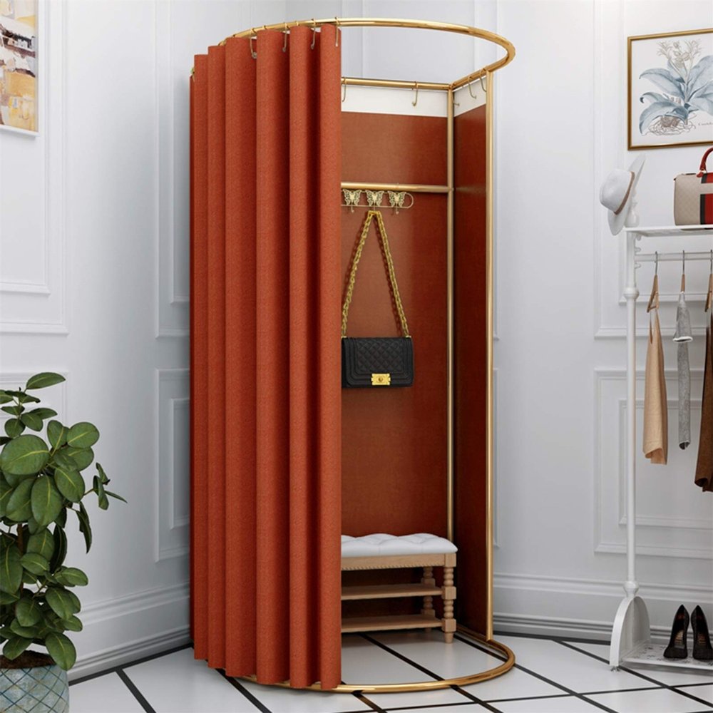 YXYECEIPENO Standing Work Clothes Changing Room Changing Room Camp Toilet Changing Room Dressing Room Curtain Kit and Metal Frame Foldable Simple Dressing Room (15 Colors, Size: 80x200cm)