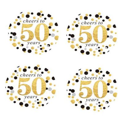 2" Round 50 Pack of Cheers to 50 Years Label Stickers Birthday Party Sticker Labels 50th Birthday Party Favor Stickers 50th Birthday Party Decoration