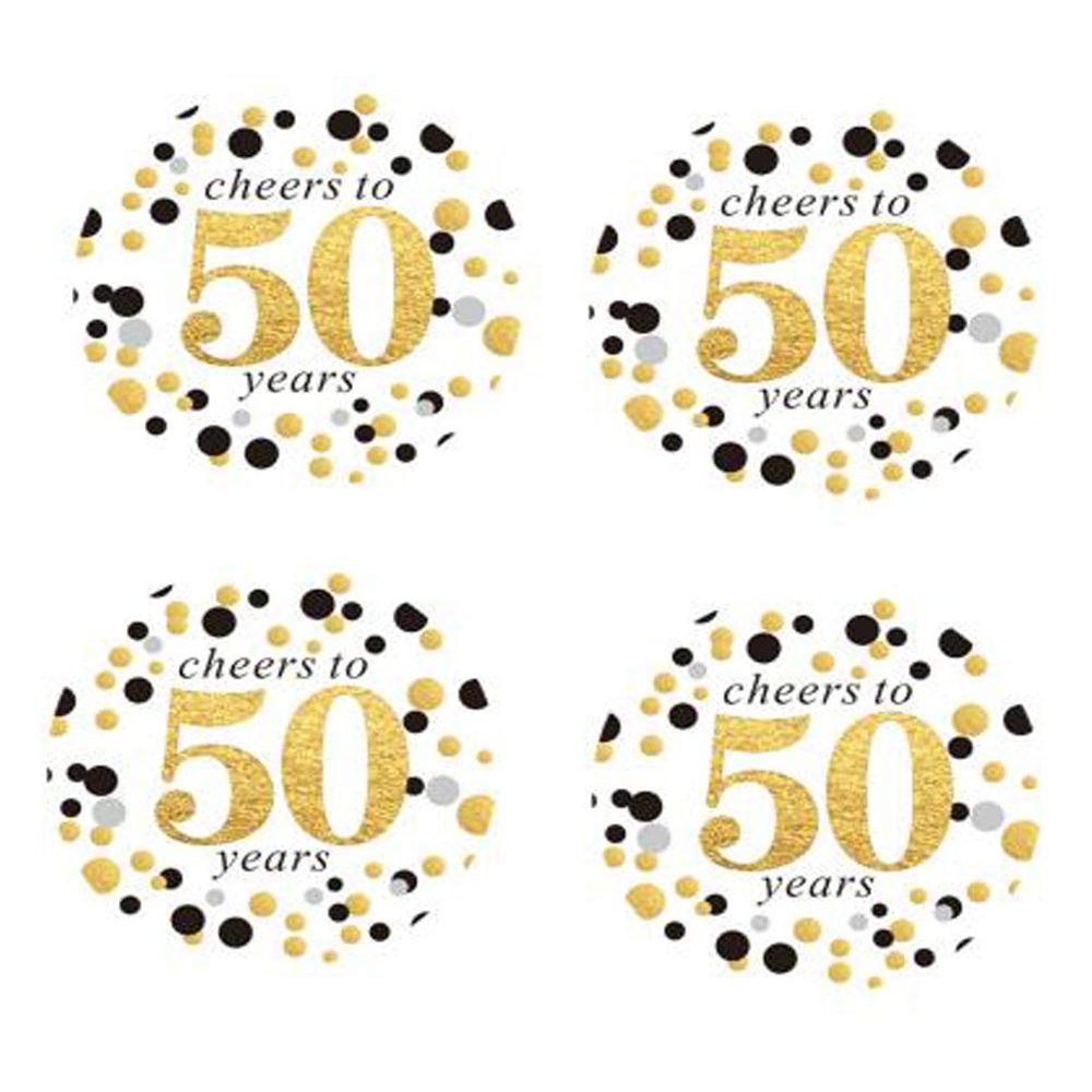 2" Round 50 Pack of Cheers to 50 Years Label Stickers Birthday Party Sticker Labels 50th Birthday Party Favor Stickers 50th Birthday Party Decoration