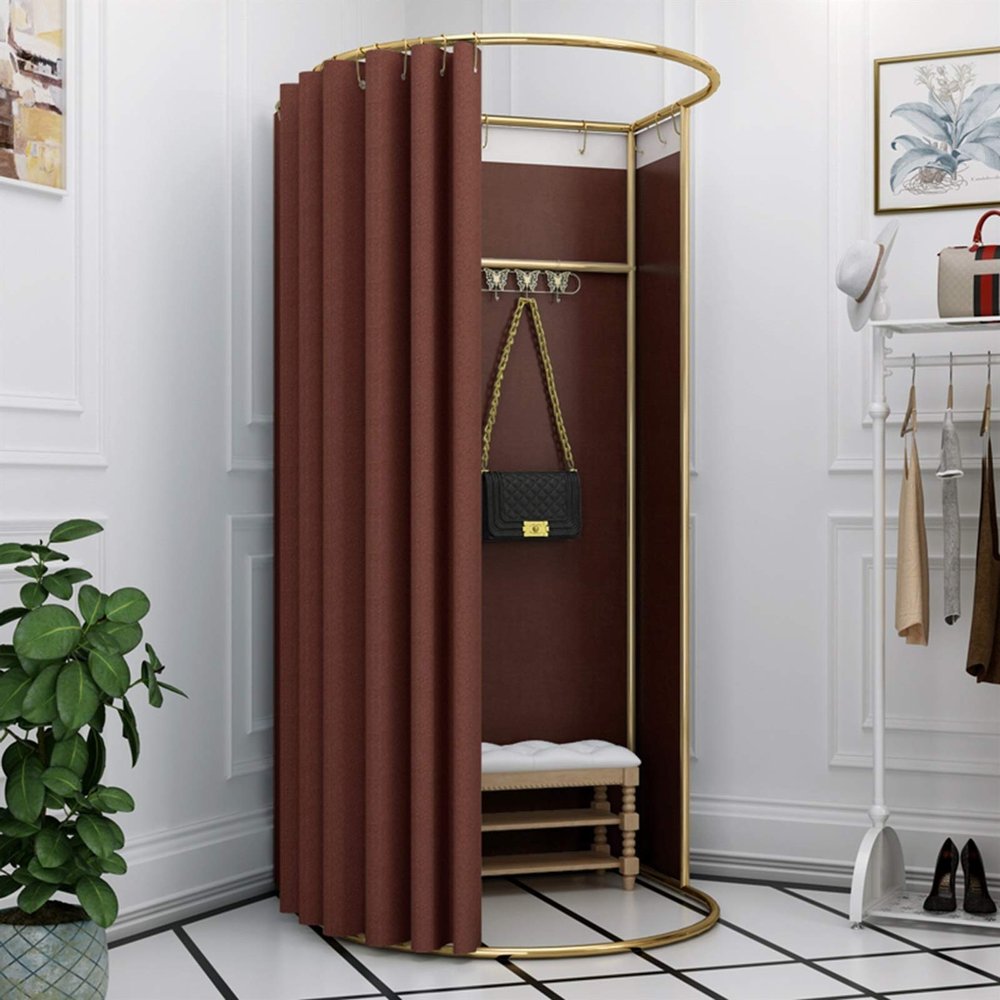 YXYECEIPENO Standing Work Clothes Changing Room Changing Room Camp Toilet Changing Room Dressing Room Curtain Kit and Metal Frame Foldable Simple Dressing Room (15 Colors, Size: 80x200cm)