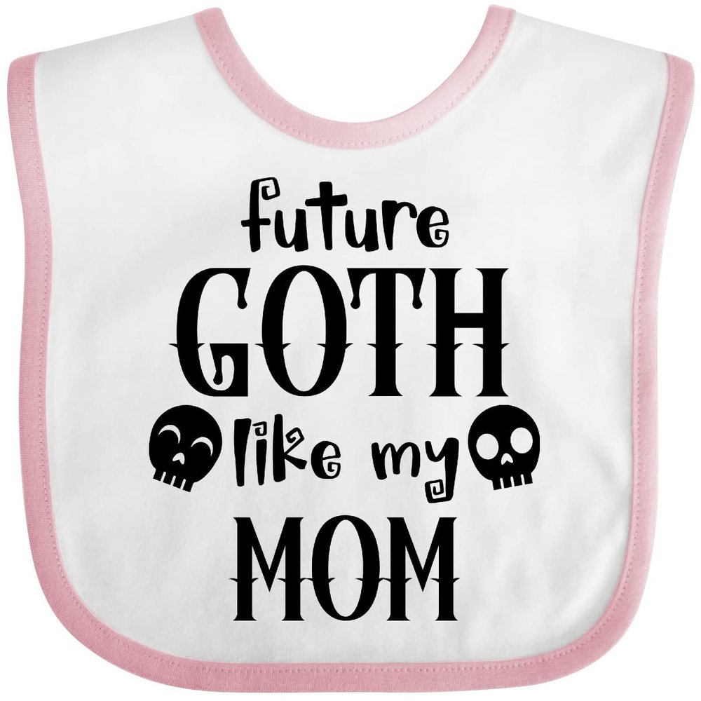 inktastic Future Goth Like My Mom with Skulls Baby Bib White and Pink 3e0aa