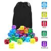50 of Pack 14MM 6 Sided Dice Set Translucent Colors Dice, with Black Pouch for Board Game view 3