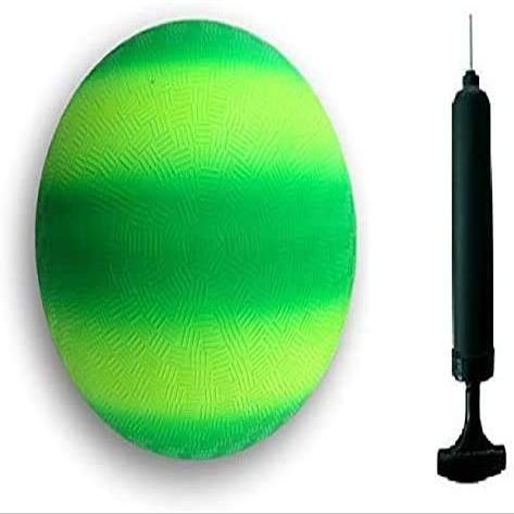 Toys+ 8.5 Inch Playground Balls Red, Blue, Green, Yellow and Rainbow! (1 Ball, GreenstripePump)
