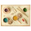 Blue Ginkgo Sensory Bin Tools  Montessori Fine Motor Skills Learning Set for Toddlers and Kids Pretend Play [9 PC] Kitchen Wooden Set with Scoops, Bamboo Tongs view 1