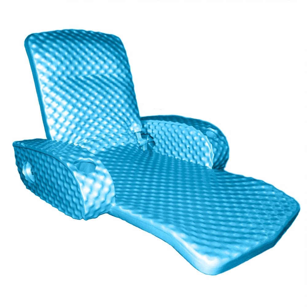 TRC Recreation Super Soft Adjustable Pool Recliner Float Portable Comfortable Chair Lounger with Cup Holders for Swimming Pool Essentials, Marina Blue