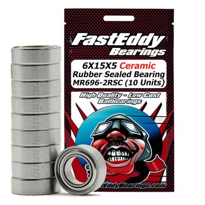 FastEddy Bearings 6X15X5 Ceramic Rubber Sealed Bearing MR696-2RSC (10 Units)
