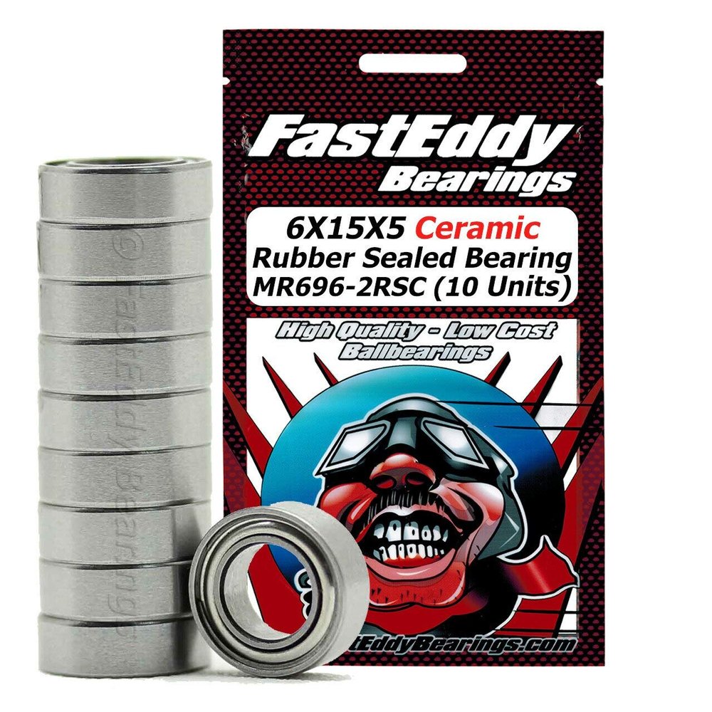 FastEddy Bearings 6X15X5 Ceramic Rubber Sealed Bearing MR696-2RSC (10 Units)