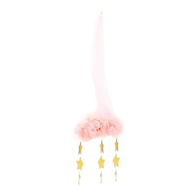 01 Practical Baby Cloud Pendant Hanging Decorations, Crib Clouds and Stars, Mobile for Boys Living Room(Pink (Gold Star))