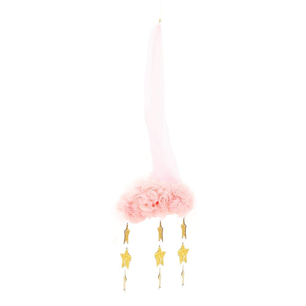 01 Practical Baby Cloud Pendant Hanging Decorations, Crib Clouds and Stars, Mobile for Boys Living Room(Pink (Gold Star))