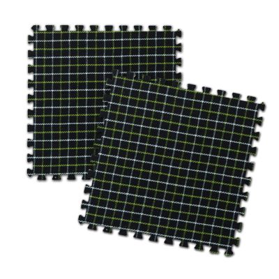 KXMYT Soft Play Mats for Children, EVA Interlocking Puzzle Foam Non-Slip Floor Mat with Edges, Thick 1 cm Cotton Linen Plaid Surface, for Bedroom/Study/Bay Window/Dormitory,Green,24