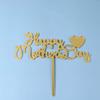 10pcs Happy Mothers Day Cake Toppers Acrylic Cake Picks for Mothers Day Birthday Cake Decoration - Golden view 2
