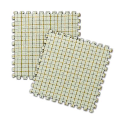 KXMYT Soft Play Mats for Children, EVA Interlocking Puzzle Foam Non-Slip Floor Mat with Edges, Thick 1 cm Cotton Linen Plaid Surface, for Bedroom/Study/Bay Window/Dormitory,Beige,24