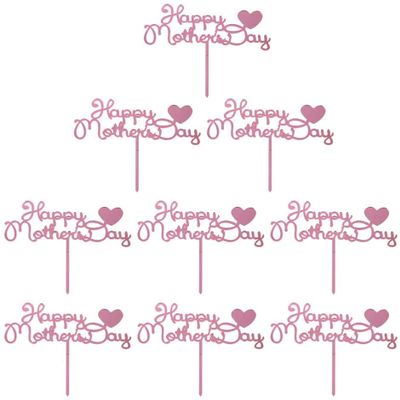 10pcs Happy Mothers Day Cake Toppers Acrylic Cake Picks for Mothers Day Birthday Cake Decoration - Rose Gold