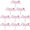 10pcs Happy Mothers Day Cake Toppers Acrylic Cake Picks for Mothers Day Birthday Cake Decoration - Rose Gold view 1