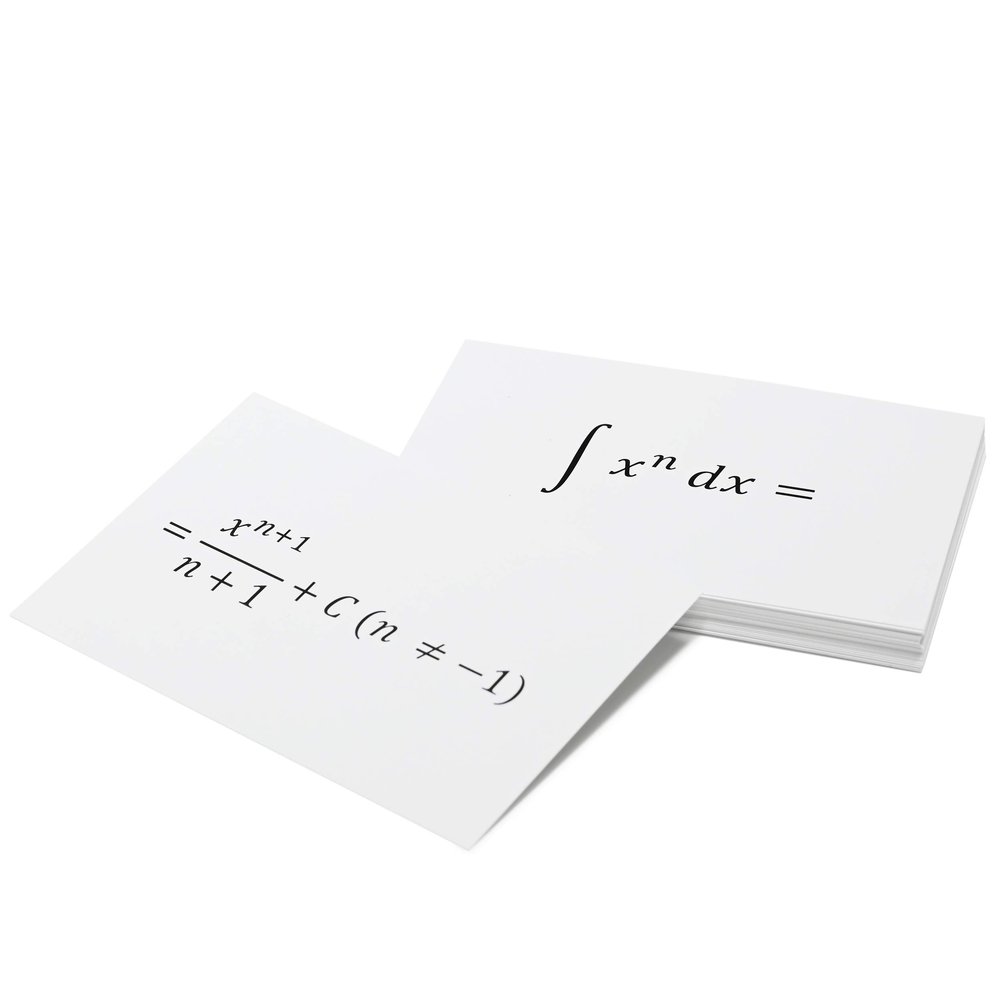27 Calculus Math Flash Cards - Common Derivatives and Integrals