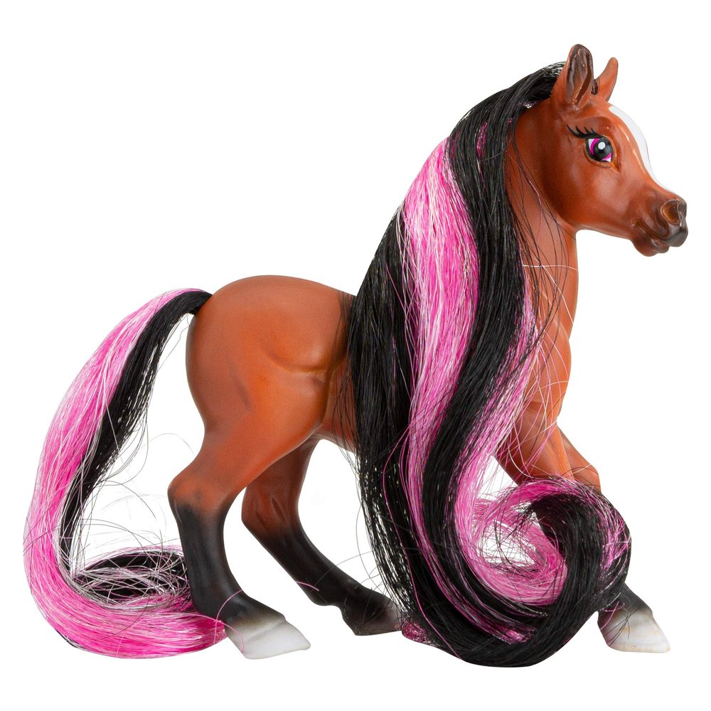 Breyer Horses Mane Beauty Li'l Beauties | Blaze | Brushable Black and Pink Mane and Tail | 4.25" L x 3.25" H |Model #7412, Brown