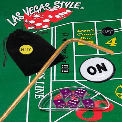 Cyber-Deals Craps Kit Sets Including 19mm Dice (Set of 5), Layout, Stick, Acrylic Dice Boat & Accessories (Purple)