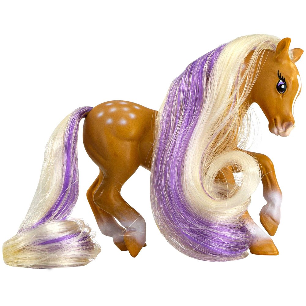 Breyer Horses Mane Beauty Li'l Beauties | Sunset | Brushable Golden Blonde and Purple Mane and Tail | 4.25" L x 3.25" H |Model #7411, Brown