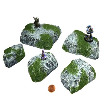 Mossy Stacking Hills Wargaming Terrain - Handmade Terrain for Tabletop War Games and TTRPGs