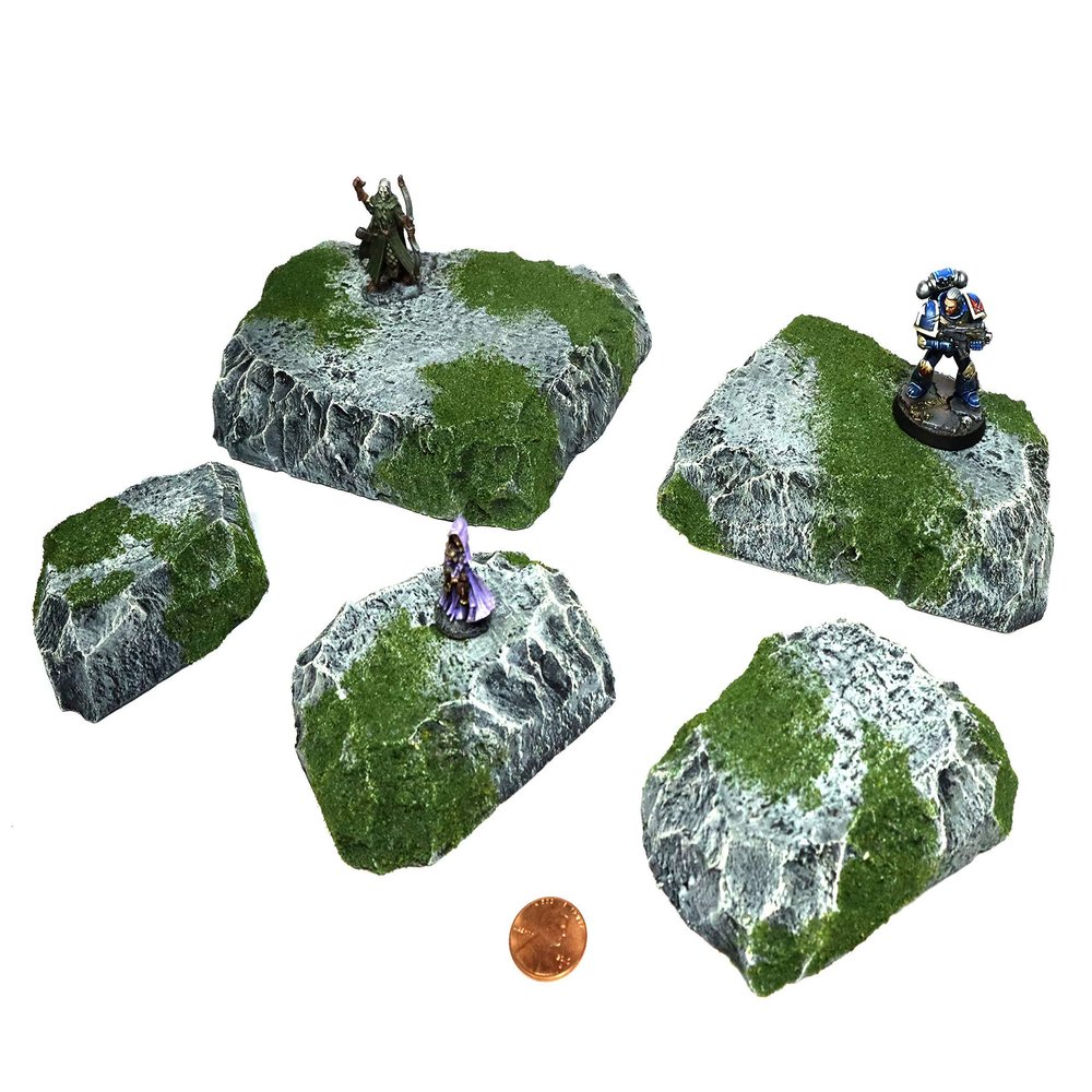 Mossy Stacking Hills Wargaming Terrain - Handmade Terrain for Tabletop War Games and TTRPGs