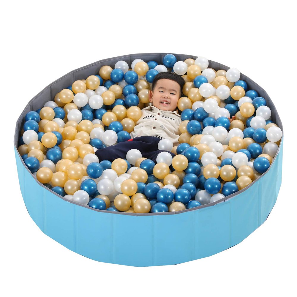 LimitlessFunN Foldable Double Layer Oxford Cloth Kids Ball Pit, Play Ball Pool with Storage Bag (Balls Not Included) Playpen for Baby Toddlers (48 Inch, Large, Blue)