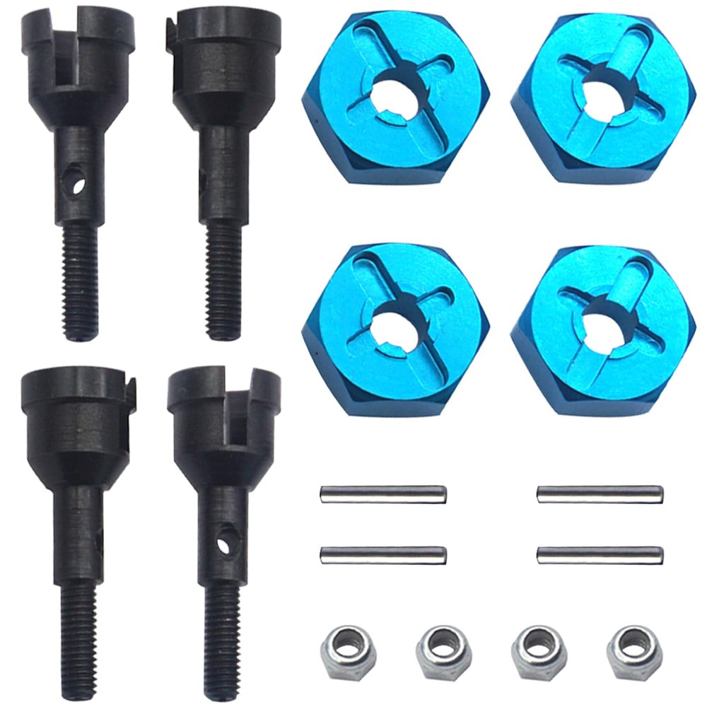 4Pack Vgoohobby RC Wheel Axle Shaft Locknuts with 7mm to 12mm Wheel Hex Hub Convert Adapter Compatible with Wltoys A959 A969 A979 K929 RC Car 1/18 Scale RC Car